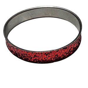 Retro Red Glitter Stainless Steel Bangle Bracelet 80s 90s Fashion Jewelry Women